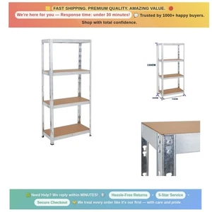 Strong and Sturdy 4 Tier Shelf Unit - Industrial Steel, Adjustable and Reliable - Picture 1 of 9