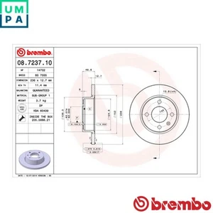 2x BRAKE DISC 08.7237.10 FOR SKODA FAVORIT/Van/Forman/Pickup 781.135/136 1.3L - Picture 1 of 7