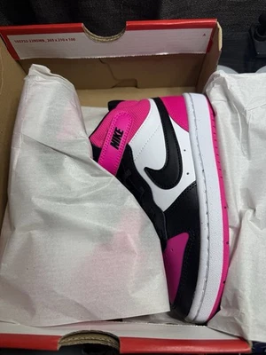NEW Nike Court Borough Mid 2 PSV Fierce Pink Black Youth Size 2 - HV0935-100 - Image 1 of 4