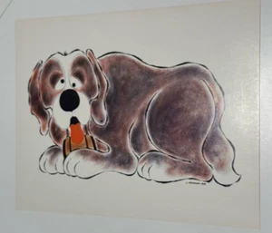 Vintage anni 70 MCM Animali Carl Orimenko Nursery Art Decor 14x11 San Bernardo Cane - Foto 1 di 2