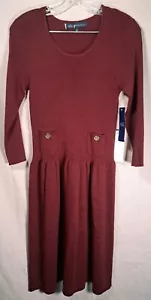 Anne Klein Dark Red Dress Pockets and Buttons New With Tags NWT Originally $118 - Picture 1 of 11