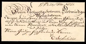 Braunschweig Vorphila Schnörkelbrief-Hülle 24.Febr.1781 nach Wolfenbüttel - Bild 1 von 2