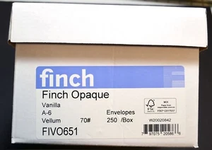 Schachtel mit 250 A-6 Umschlägen 4-3/4x6-1/2 70# Fink blickdicht, Vanille, Pergament - Bild 1 von 2