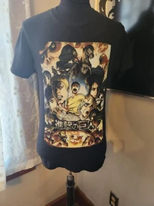 Attack on Titan Season 2 T-Shirt Men's Medium Black Short Sleeves Cotton Anime - Picture 1 of 3