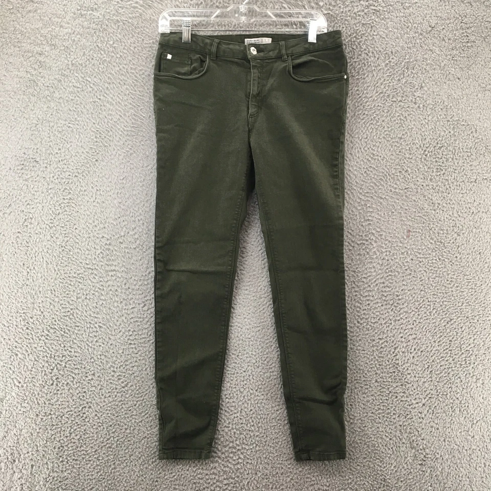 Zara Basic Z1975 Denim Jeans Womens 12 (Actual 30x27) Green Zip Fly Mid Rise - Image 1 of 4