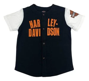 Harley-Davidson Little Boys' Bar & Shield Short Sleeve Colorblock Baseball Tee - Picture 1 of 1