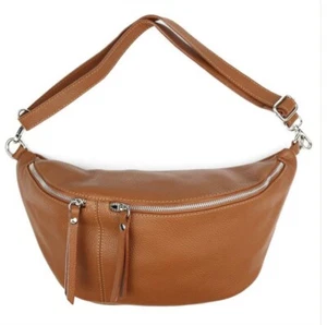 ECHT LEDER CROSS BODY BAG BRUSTTASCHE BAUCHTASCHE COGNAC UMHÄNGETASCHE NEU - Bild 1 von 9