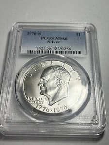 1976 -S $1 Silver Ike Eisenhower Dollar PCGS MS66 L@@k How Beautiful - Picture 1 of 6