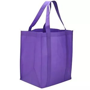 Reusable Reinforced Handle Grocery Tote Bag Large 10 Packpurple - Picture 1 of 2