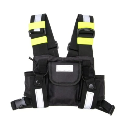 Imbracatura radio bauletto con strisce riflettenti fondina spalla supporto gilet radio - Immagine 1 di 4