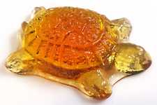 Blenko TURTLE Amber Art Glass (5" Long) PAPER WEIGHT Made In USA- Free Shipping!
