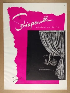 Schiaparelli 1955 cortinas de ventana anuncio impreso vintage - Imagen 1 de 1