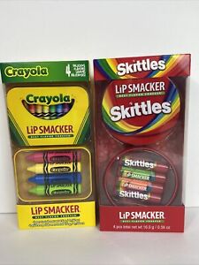 Lip Smacker SKITTLE a CRAYOLA Lip Balm Set w/ Tin Container  8 Sticks