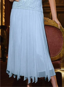 NEU WOW ! ABEND ELEGANZ CHIFFON ROCK mit GODETS GR. 34  TOGETHER eisblau *821211 - Picture 1 of 1