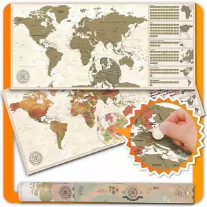 Rubbel Weltkarte - Vintage Weltkarte zum Rubbeln - Antrik Scratch off World Map - Bild 1 von 5