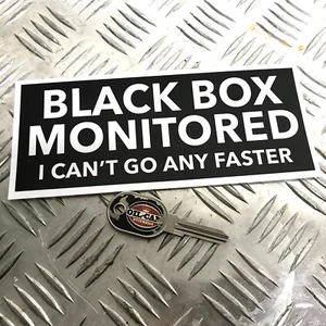 1X BLACK BOX MONITORED FUNNY CAR STICKER DECAL YOUNG DRIVER BUMPER VINYL - Picture 1 of 1