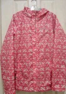 Columbia Girls NEW Size L ~ Omni-Tech Waterproof Hooded Jacket Pink front Zip - Picture 1 of 6