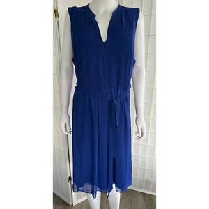 Roz & Ali Women’s Royal Blue Dress Sleeveless Buttoned Pleated on Top Size 20 - Picture 1 of 8