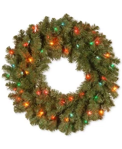 National Tree Company 24" Kincaid Spruce Wreath With 50 Multicolor Lights. NEW - Picture 1 of 1