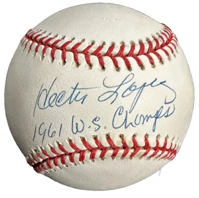 Hector Lopez Autographed Gene Budig American League Baseball W/ 1961 WS Champs - Image 1 of 3