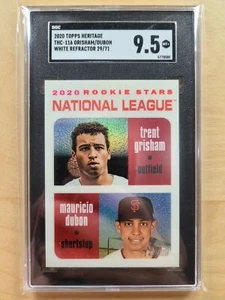 2020 Topps Heritage Chrome Grisham Dubon RC White Refractor 29/71 SGC 9.5 MINT+ - Picture 1 of 2
