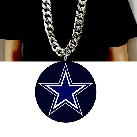 New Big Chain Dallas Cowboys True Blue Large Fan 8" Pendant Necklace Gift D32 Cover