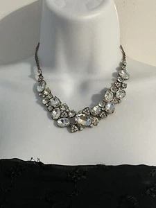 Clear rhinestone copper colored metal and chain dtatement necklace choker NWOT - Picture 1 of 10