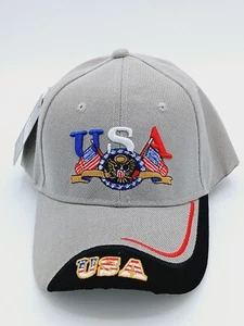 USA Mütze Kappe verstellbar Druckknopflasche..grau/schwarz. - Bild 1 von 5