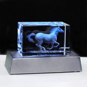 Horse Lovers Gift 3D Laser Engraving Crystal Glass Figurine Home Decor Statue - Picture 1 of 6