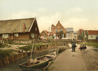 Eiland Marken. Kerkenbuurt. PZ vintage photochromie, Pays-Bas photochromie