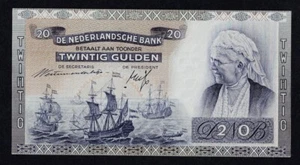 NETHERLANDS 20 GULDEN 1941 PICK#54* REPLACEMENT AUNC RARE NOTE NO HOLES OR TEARS - Picture 1 of 4