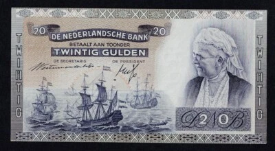 NETHERLANDS 20 GULDEN 1941 PICK#54* REPLACEMENT AUNC RARE NOTE NO HOLES OR TEARS - Image 1 of 4