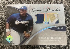 2006 Upper Deck Ultimate Game Patches Prince Fielder Brewers 50/50 EBAY 1/1 Sick