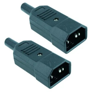 2 x IEC Straight Male Inline Plug Connector Rewireable Kettle Lead Cable C14 - Picture 1 of 1
