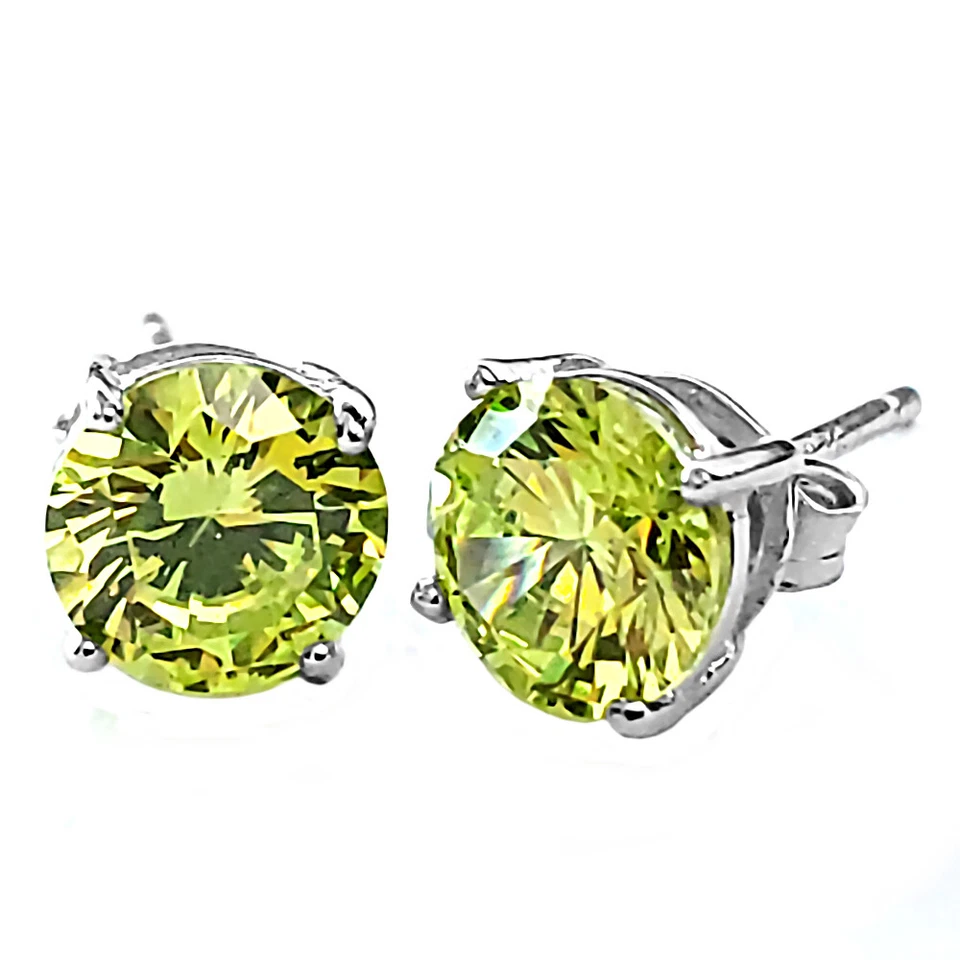 1000 Jewels Brilliant Cut Simulated Peridot Silver Cast Basket Earrings - Image 1 of 1