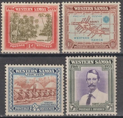 EDSROOM-21436 Samoa 181-184 LH 1939 Robert Louis Stevenson Foto 1 de 2