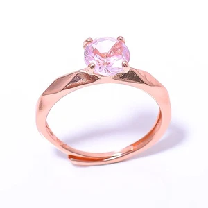 Rose Quartz Silver Plated Jewelry Rose Gold Plated Ring Adjst RC7384-13_3 - Picture 1 of 6