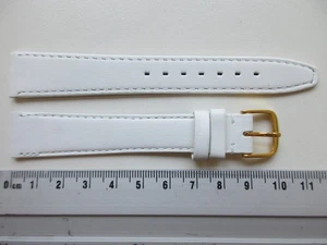 White plain 17 MM thin 2.7 mm XL leather watch band strap - Picture 1 of 6