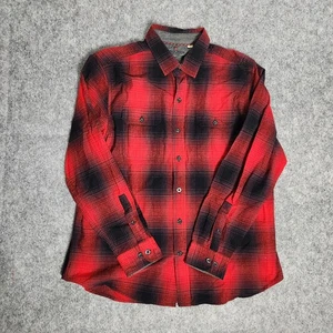 Woolrich Flannel Shirt Men XL Red Black Scotch Plaid Long Sleeve Button Down - Picture 1 of 7