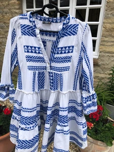 MOMENT blue & white Aztec dress one size Cotton - Picture 1 of 6