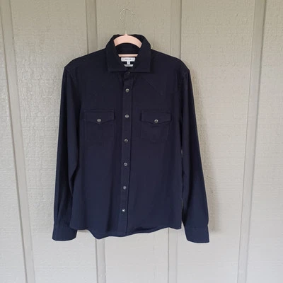 Camisa Reiss Para Hombres Calce Regular Talla S Manga Larga Botón a Presión Color Azul Marino Foto 1 de 4