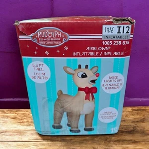 NEW Gemmy Airblown 5.5Ft Inflatable Rudolph The Red Nosed Reindeer - Picture 1 of 10