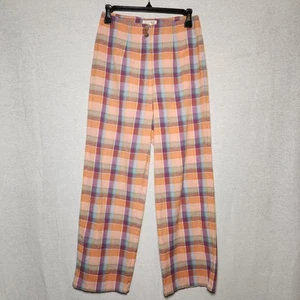Billabong Pants The Salty Blonde Plaid Soft Linen Blend Size 24 - Picture 1 of 12