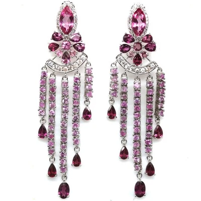 Thai Handgefertigt Pink Mystic Topas, Rhodolith, Saphir & Zirkonia Ohrringe - Bild 1 von 4