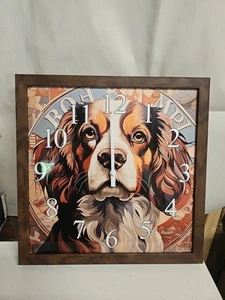 Jomparis Large Wooden Dog Art Wall Clock - Picture 1 of 5