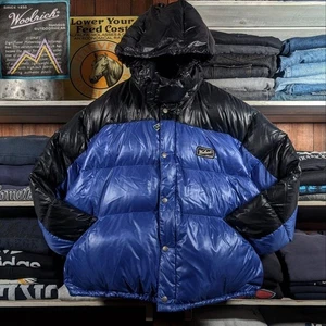 Chaqueta acolchada gruesa WOOLRICH 90s ASICS período azul burbuja negro - Imagen 1 de 10