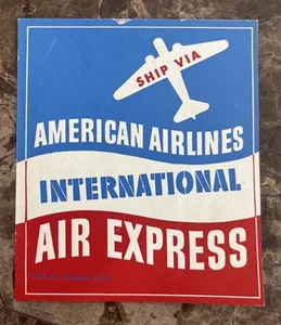 Vintage American Airlines International Air Express Luggage Label - Picture 1 of 1