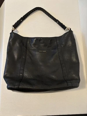 Cole Haan Women's Black Leather Hobo Bag with Braided Handle  - Image 1 of 4
