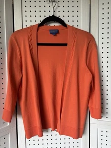 Cárdigan abierto Pendleton para mujer mediano naranja mezcla seda manga 3/4 - Imagen 1 de 7