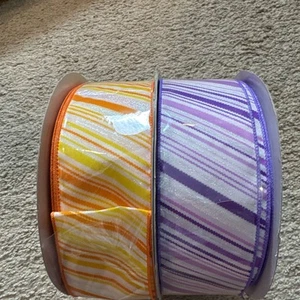 Spring Ribbon Lot Of 2 Purple And Orange 2.5” X 50 Yards - Picture 1 of 3